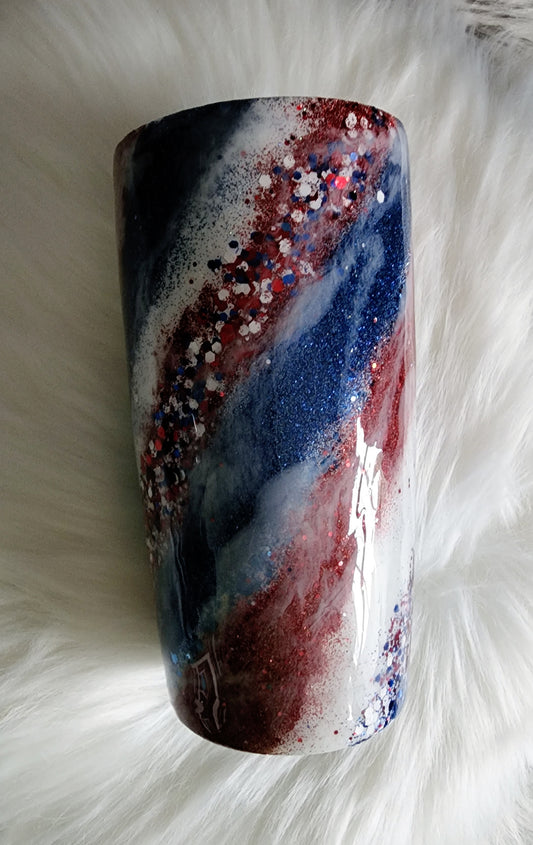 Patriotic Galaxy Swirl Glitter Tumbler