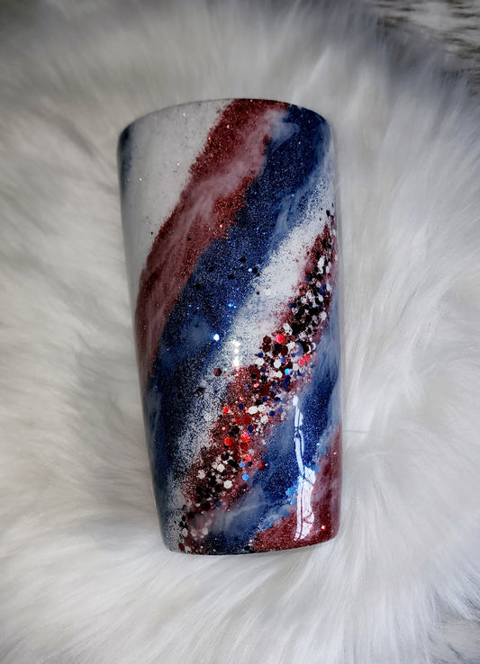 Patriotic Galaxy Swirl Glitter Tumbler